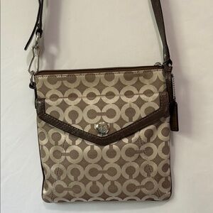 Vintage Coach fabric crossbody handbag